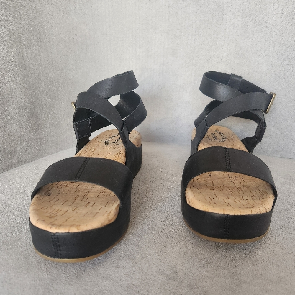 Kork-Ease Sandals 8 Black Leather Yadira Ankle Strap Platform Comfort New $160 - Picture 10 of 16